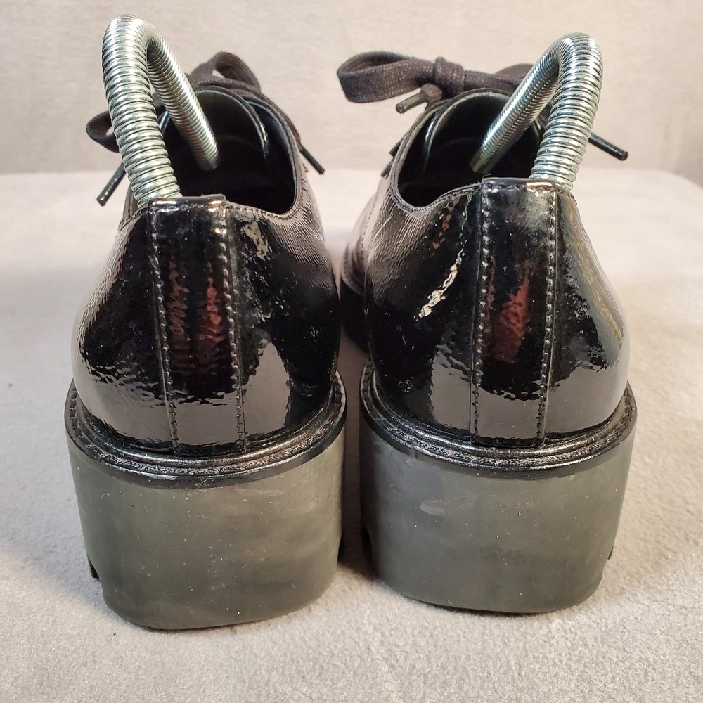 Donald Pliner Emill Oxford Womens 8M‎ Black Patent Leather Lug Sole Goth Grunge - Picture 4 of 8